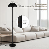 Floor Lamp, Industrial Black Floor Lamps, 65.6in Standing Lamp, Retro Mushroom Dome Shade, Whole Metal, E26 Socket