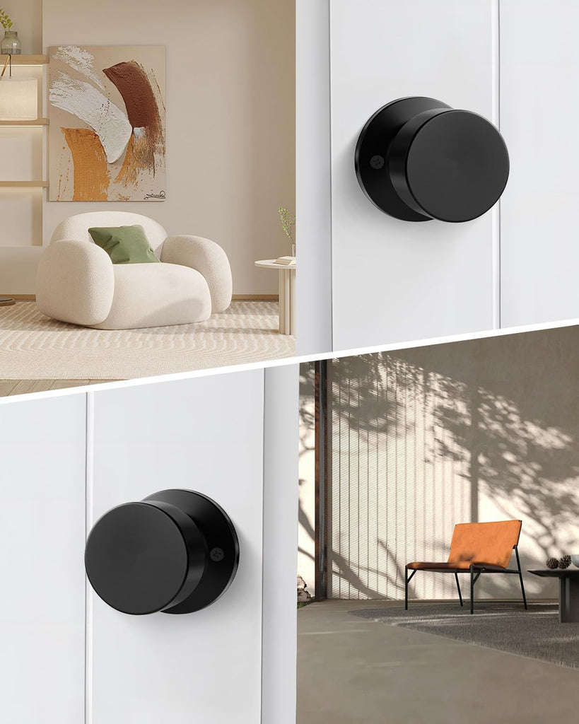 Matte Black Dummy Door Knobs, Non-Turning Interior Handle 1 Pack