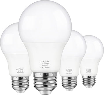 A19 LED Light Bulbs, 60 Watt Equivalent LED Bulb, Daylight White 5000K, 850 Lumen, E26 Base, Non-Dimmable, 9W Bright