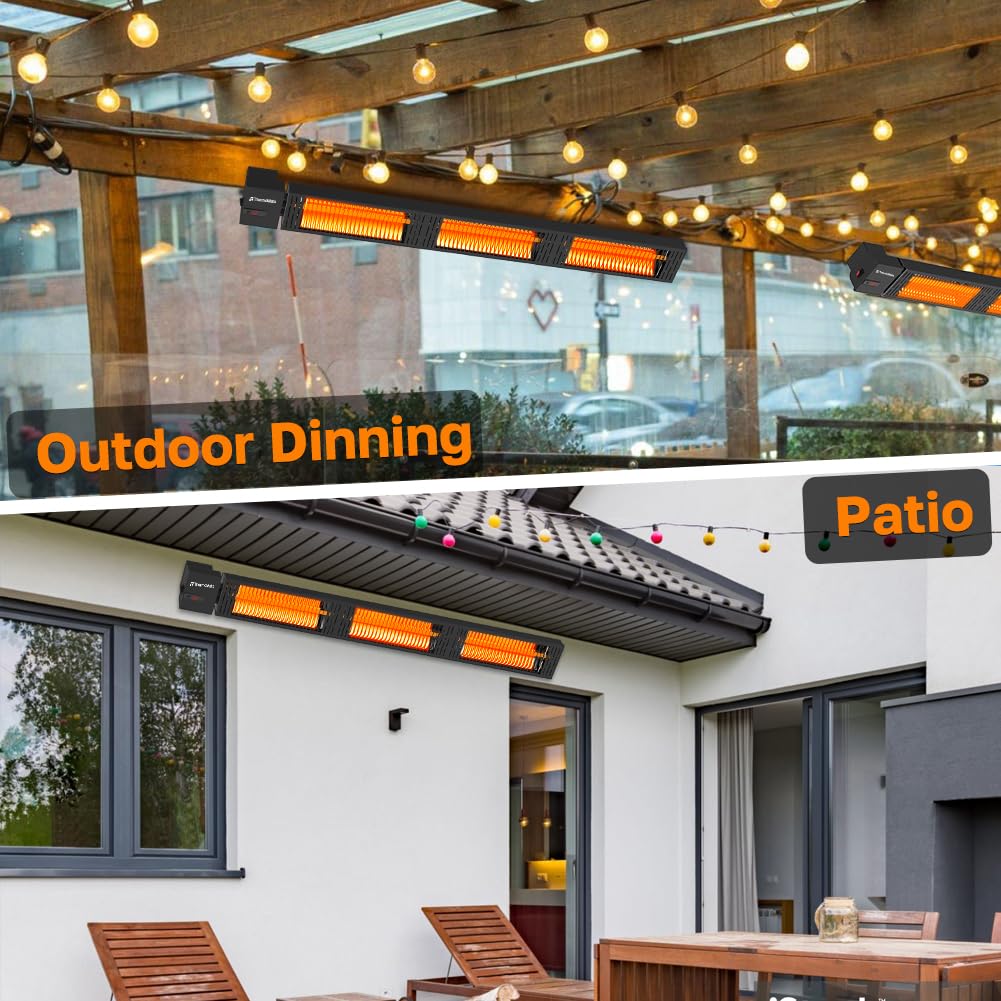 Infrared Outdoor Patio Heater, 4500W Carbon Fiber Heating for Porch, Deck, Garage with Remote 24 Hours Timer, Hard