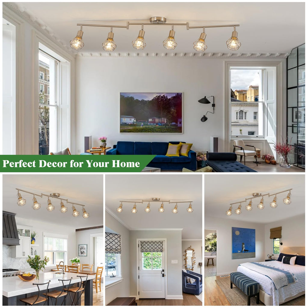 Farmhouse Track Lighting Fixtures Ceiling with Flexibly Rotatable Light Heads - Kitchen Lights Ceiling Mount