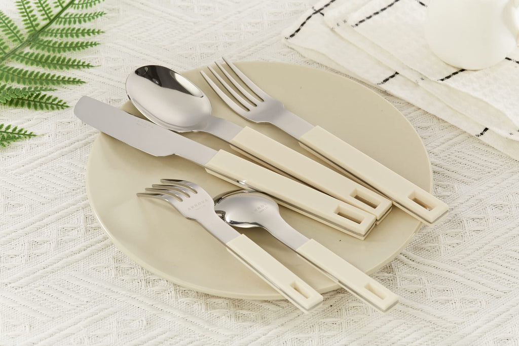 Silverware Set 20 Pieces Stainless Steel Cutlery Color Block Handle Modern Style Flatware - 4 x Dinner Knife; 4 x