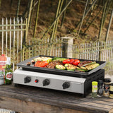 3-Burner Outdoor Propane Gas Griddle, 23.3-Inch Flat Top Grill, 30,000 BTU Portable Camping Griddle