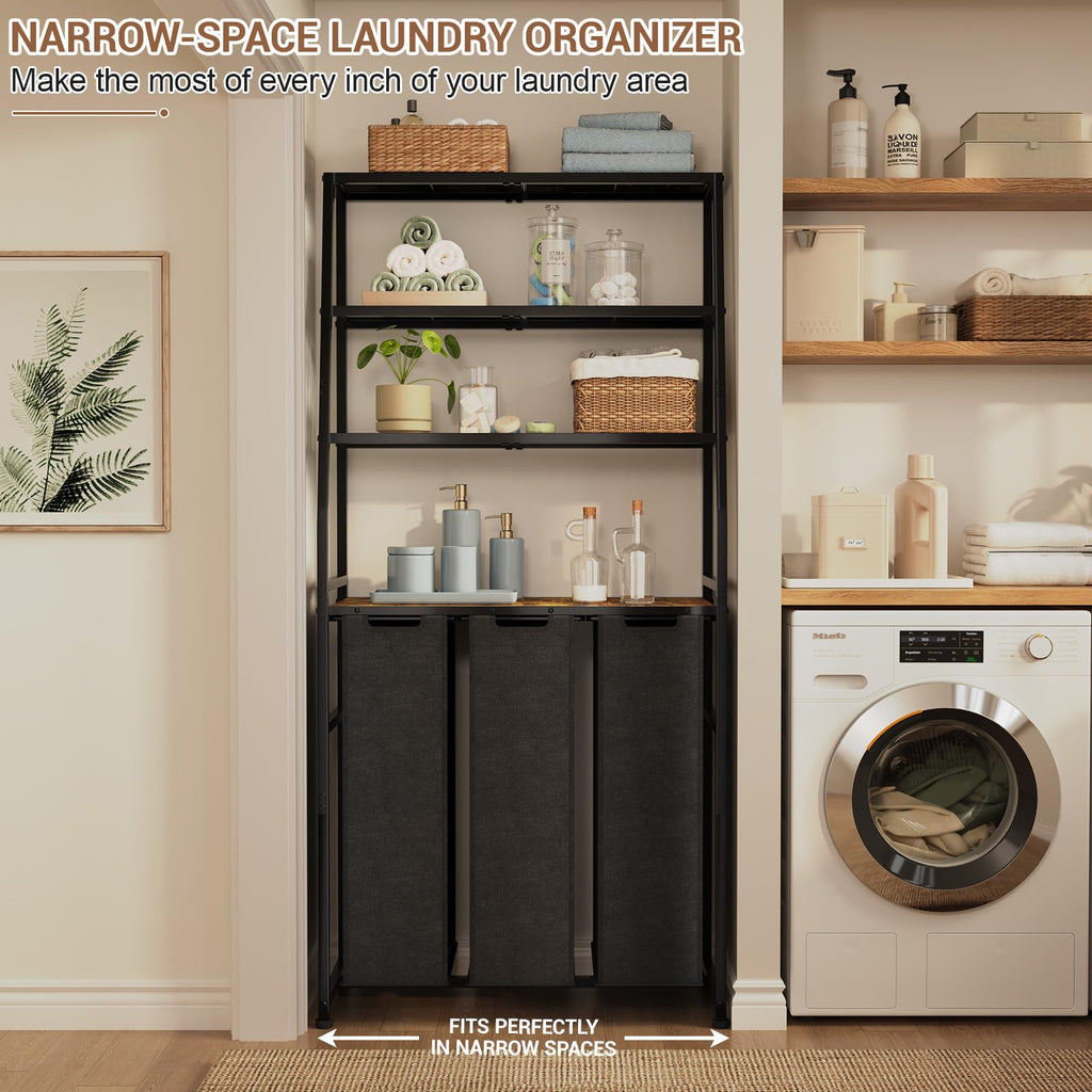 Hamper 3 Section, 4 Tier Laundry Basket Organizer