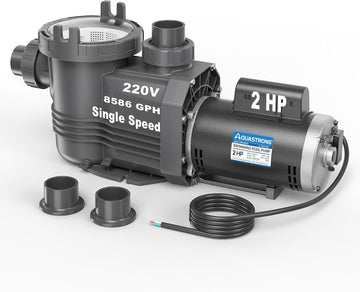 Riptide Series 2 HP In/Above Ground Pool Pump, 220V Single Speed, Up to 8,586 GPH High Flow, Pure Copper Motor