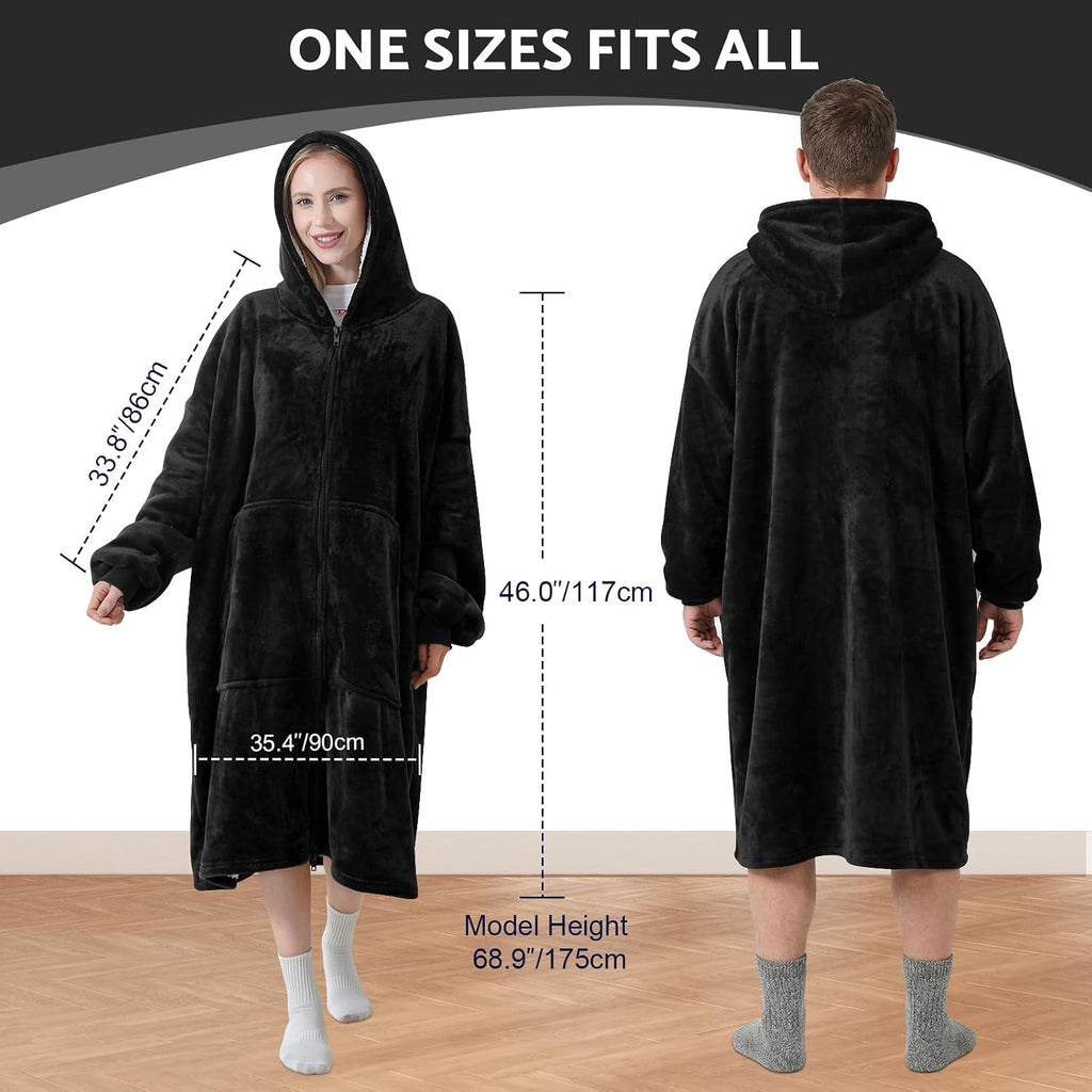 Wearable Blanket Hoodie Cozy Oversized Sweatshirt Blanket for Adult Soft Warm Hooded Blanket with Sleeves, Pocket