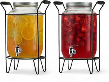 GALLON Drink Dispensers for Parties, Drink Dispensers for Parties, Original Mason Beverage Dispensers - Set of 2