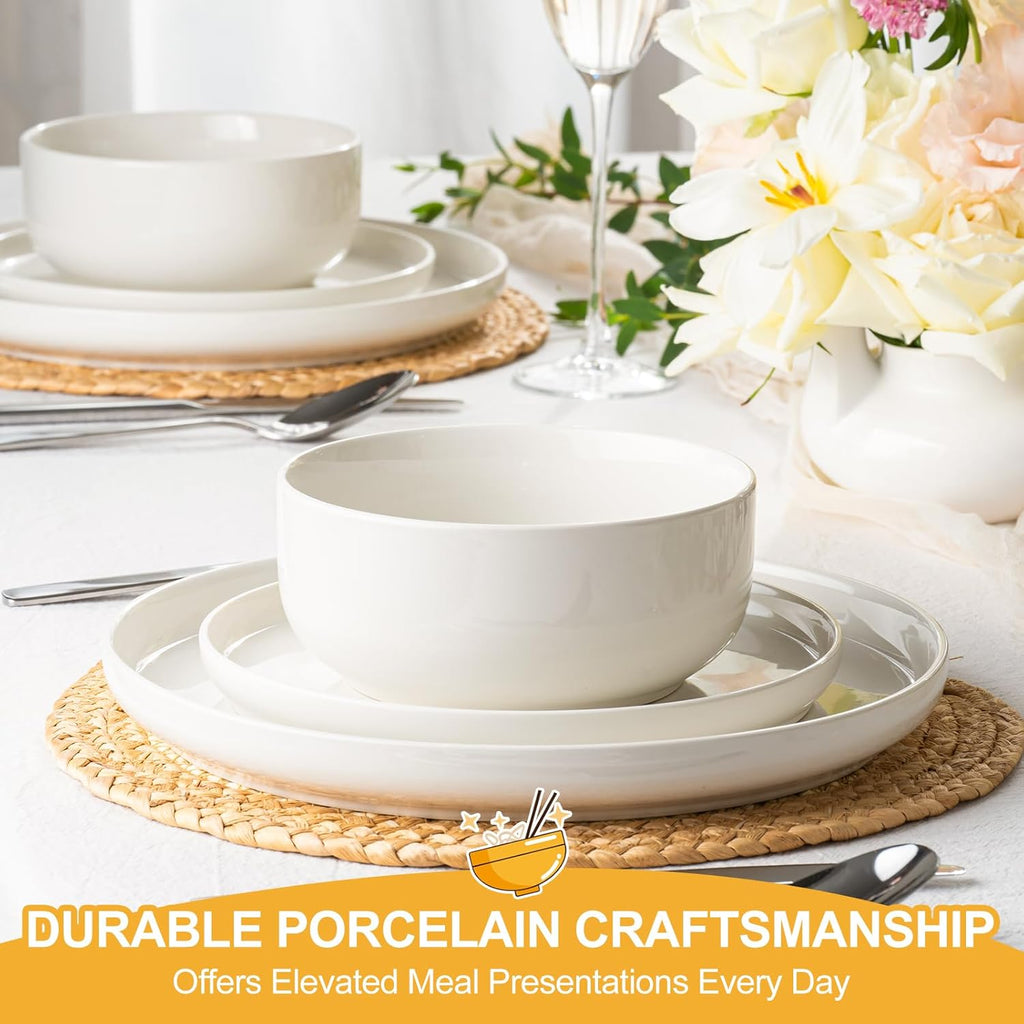 Plates and Bowls Sets, 24 Pieces Ceramic Dinnerware Set for 8, Stoneware Dishware Dishes Set