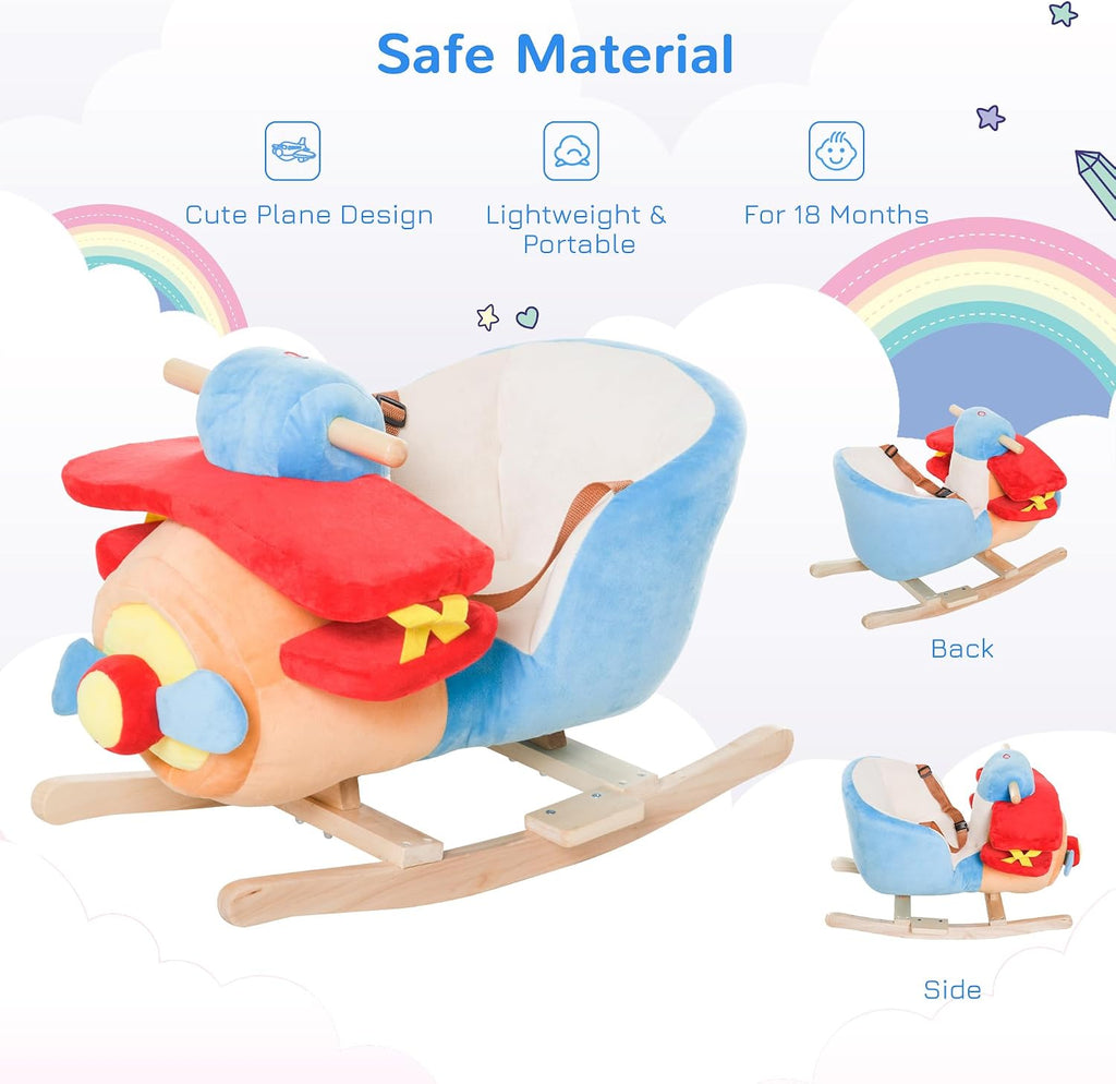 Kids Rocking Horse Baby Ride-on Plane Toy Seat Belt for 18 Month +