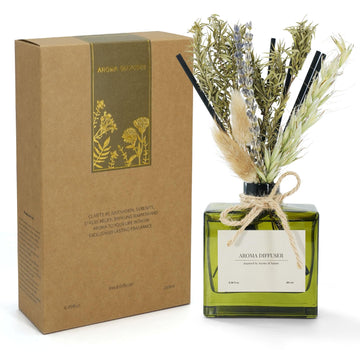 Reed Diffuser, 6.09 oz French Juniper Lavender Scent Diffuser with Sticks & Dried Flowers, 120 Days Long Lasting