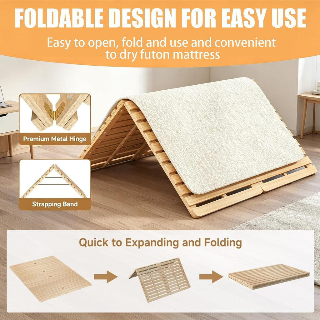 Floor Bed Frame, Foldable Tatami Bed Frame Futon Frame