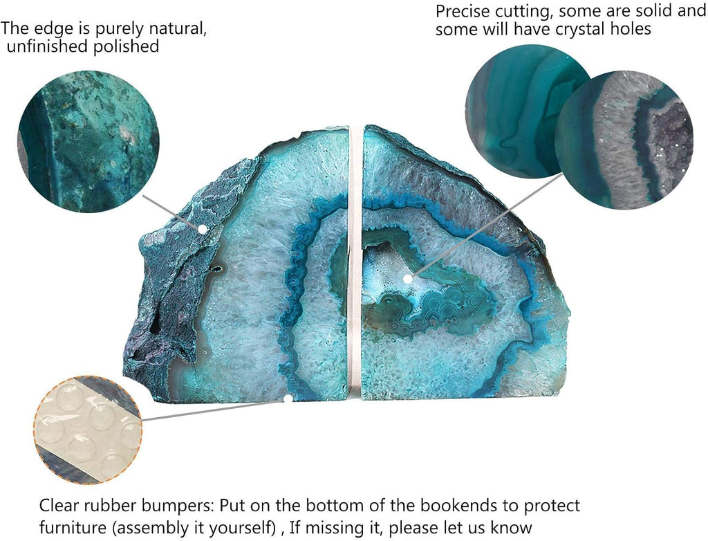 Teal Agate Bookends 2-3 lbs & Rose Quartz Book Ends 3-4 lbs