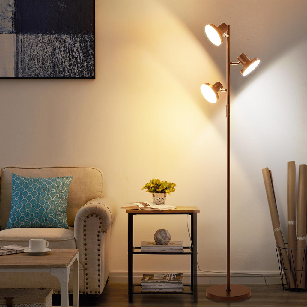 36W LED Tree Floor Lamp, Modern Dimmable Standing Lamp with Remote & Touch Control, 4 Color Temperatures, 3 Rotatable