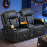 Loveseat Recliner Sofa, Home Theater Seating with Center Console