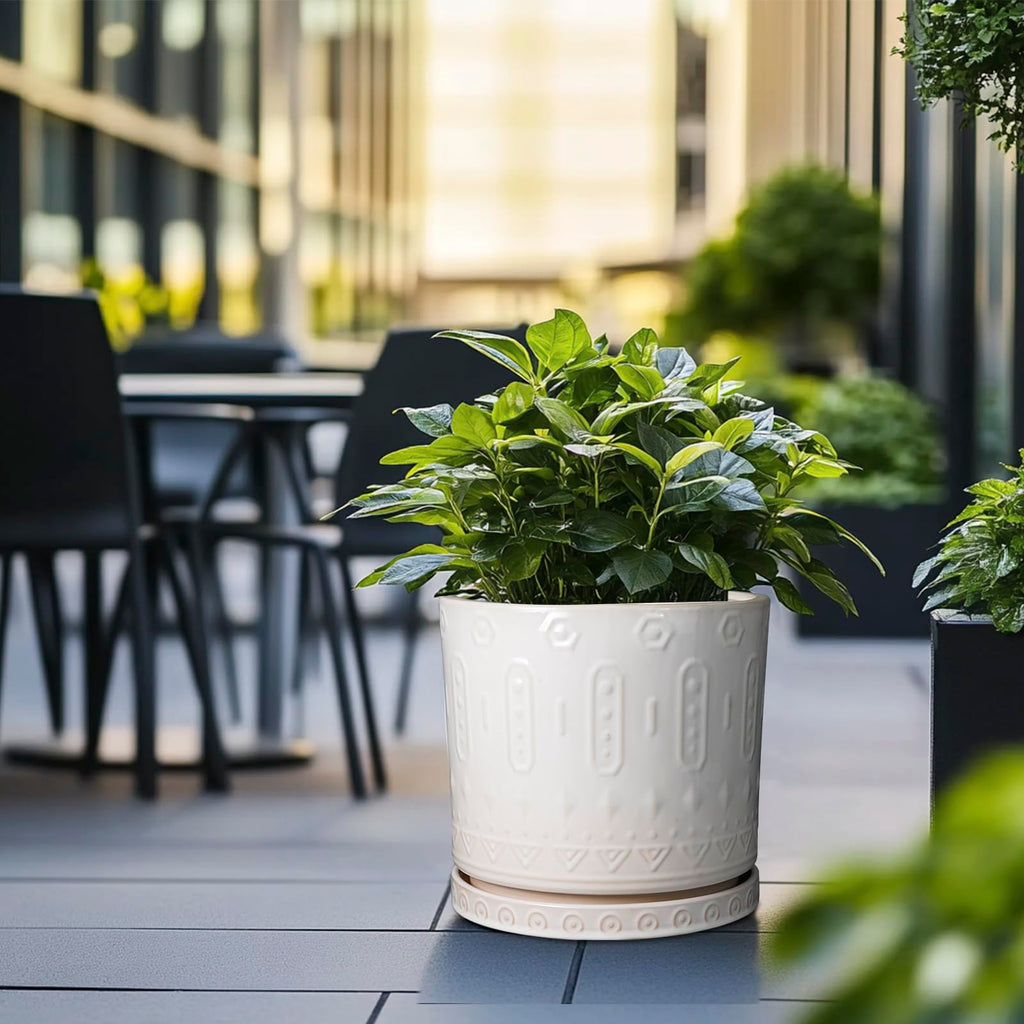 Ceramic Pots for Plants 12 Inch - Large Ceramic Planters for Indoor Plants Outdoor Modern Flower Pot with Drainage