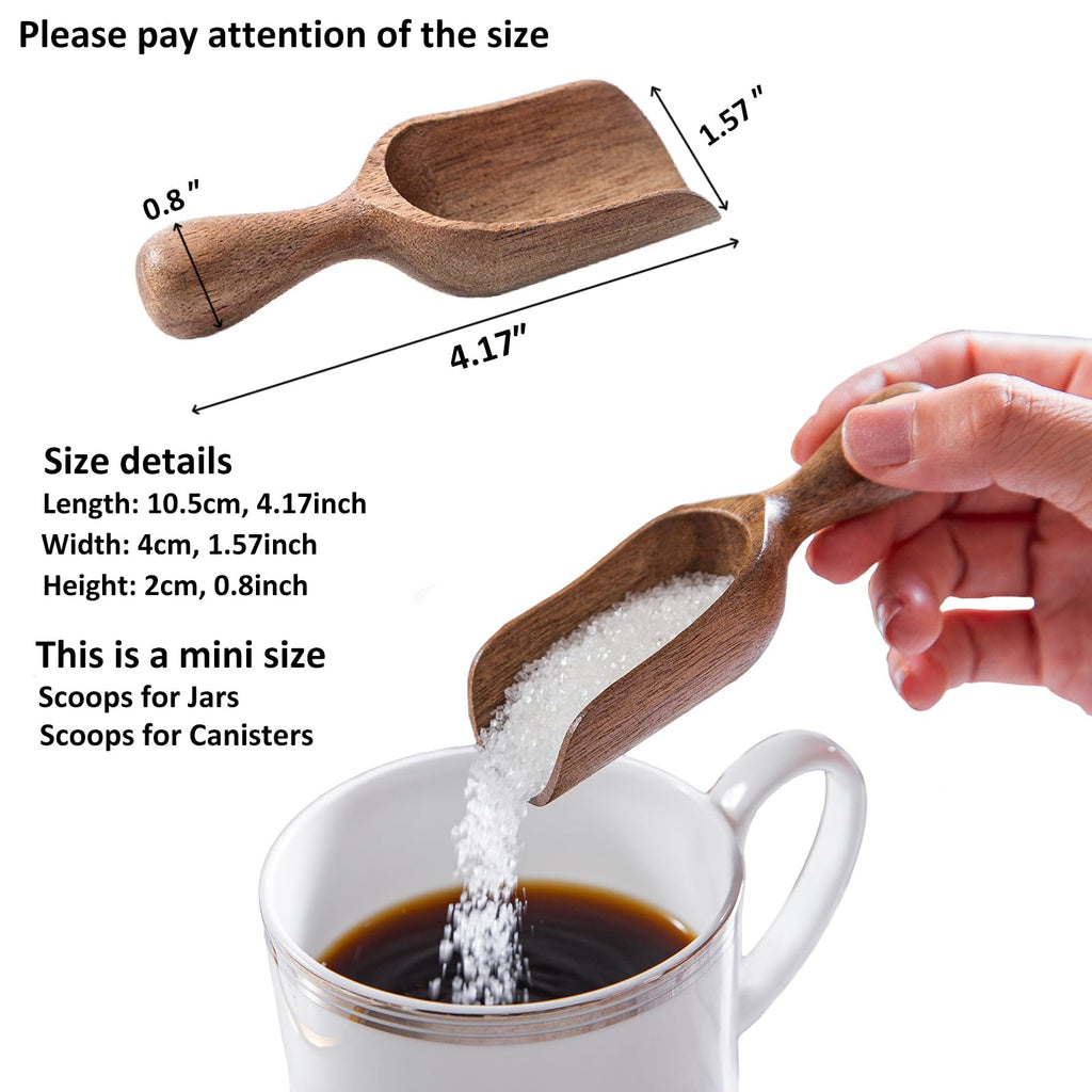 Wooden Scoops for Canisters 4PCS Acacia Wooden Scoop for Jars Mini Measuring Spoons for Ground Coffee Scoops Wood