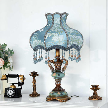 Victorian Flower Table Lamp Vintage Coquette Lamp, Blue Vintage