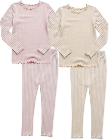 Kids Toddler Junior Girls Boys Soft Comfy Modal Tencel Sleepwear Pajamas 2pcs/4pcs Set