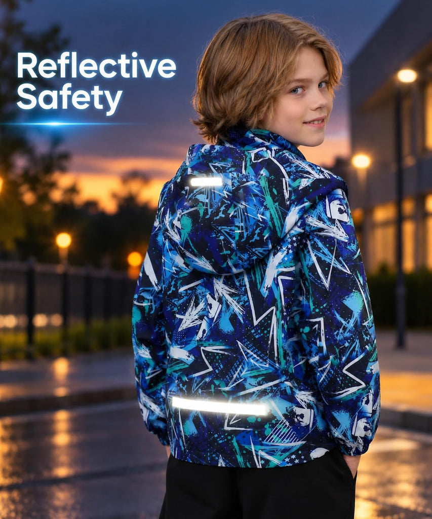 Kids Rain Jacket Waterproof Windbreaker Zipper Coat for Boys Girls
