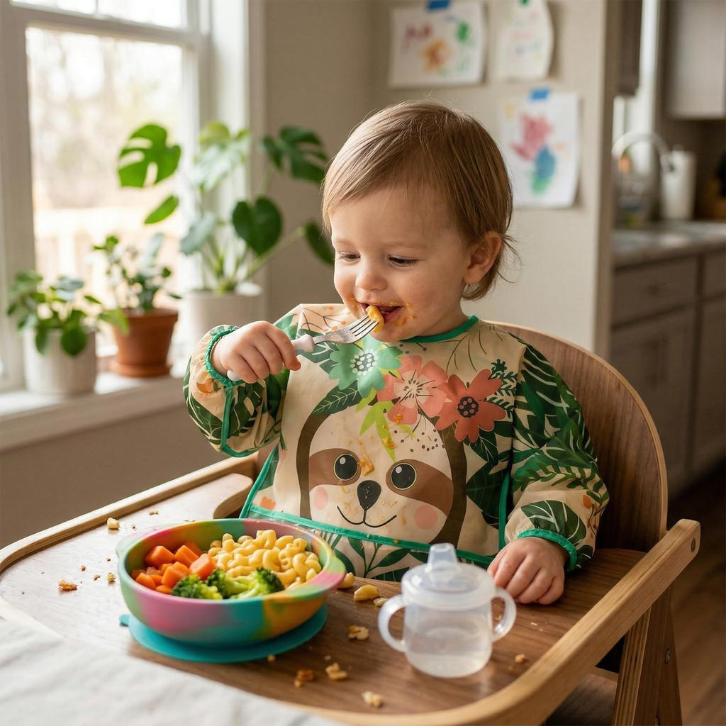 5 Pack Baby Long Sleeve Bibs| Waterproof Full Sleeve Bib for Baby Infant Toddler 6-36 Months (Green)