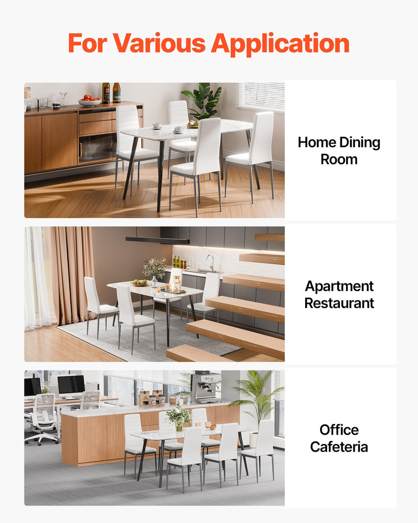 Modern Dining Room Accent Chairs Set of 4, Upholstered Leather Side Chair, Space-Saving Kitchen Chair with Thick