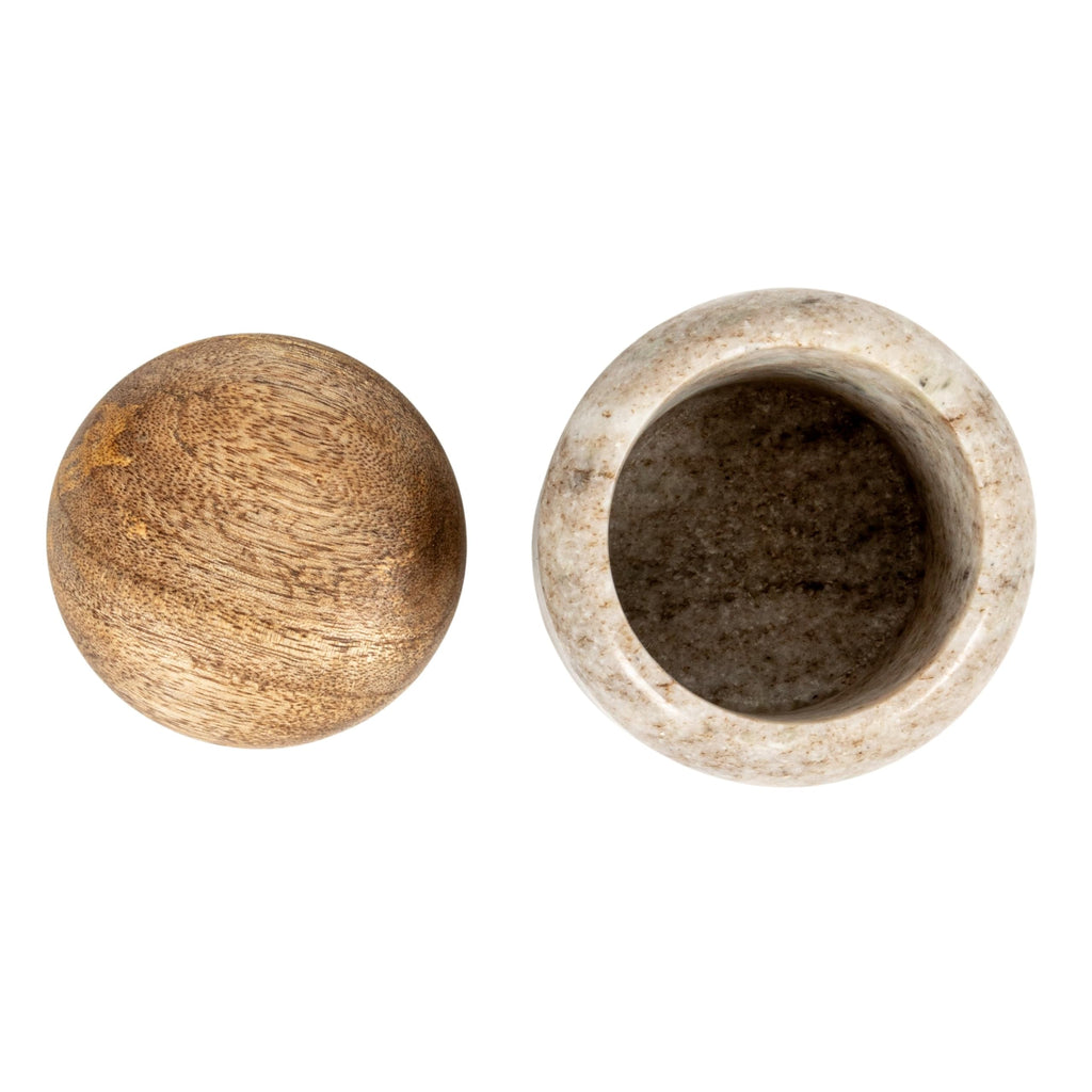 Co-Op Unique Marble and Mango Wood Pinch Pot Canister with Lid, Natural