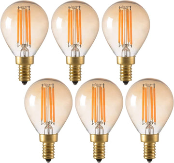 4W Vintage Edison LED Filament Candelabra Light Bulb, Dimmable, 2200K Ultra Warm White, E12 Base, G45/G14 Amber Glass
