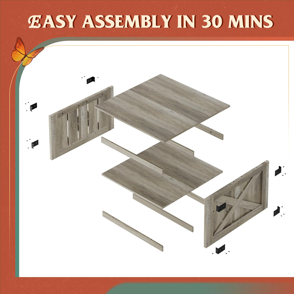 Coffee Table, Farmhouse Coffee Table with Open Storage, 31.5" Wood Square Living Room Tables, Rustic Dining Cocktail