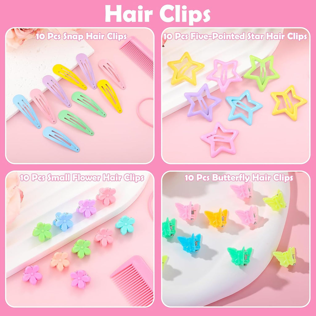 Hair Accessories for Girls, 1695 Pcs Toddler Hair Ties Elastic Hair Ties with Hair Clips Hair Tail Tools, Girls Hair