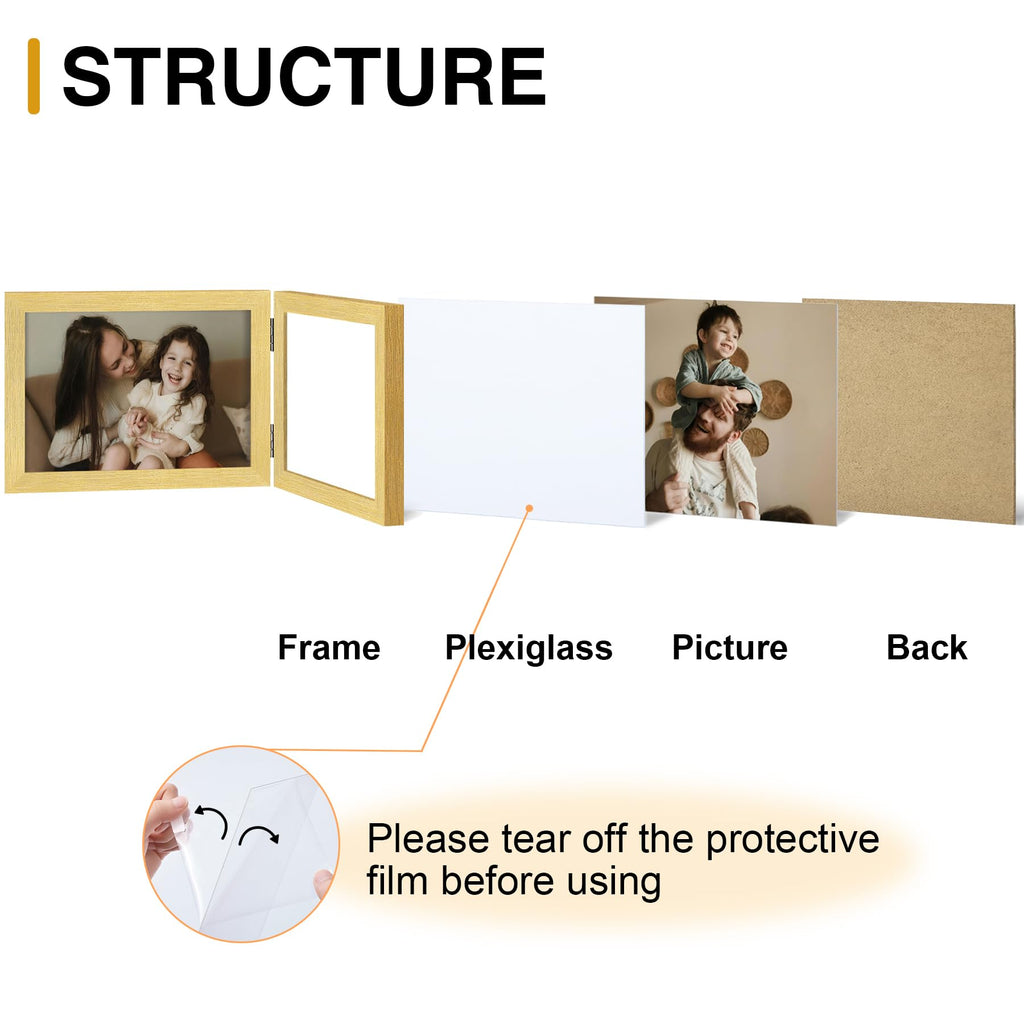 Double 10x8 Picture Frame Horizontal, Gold
