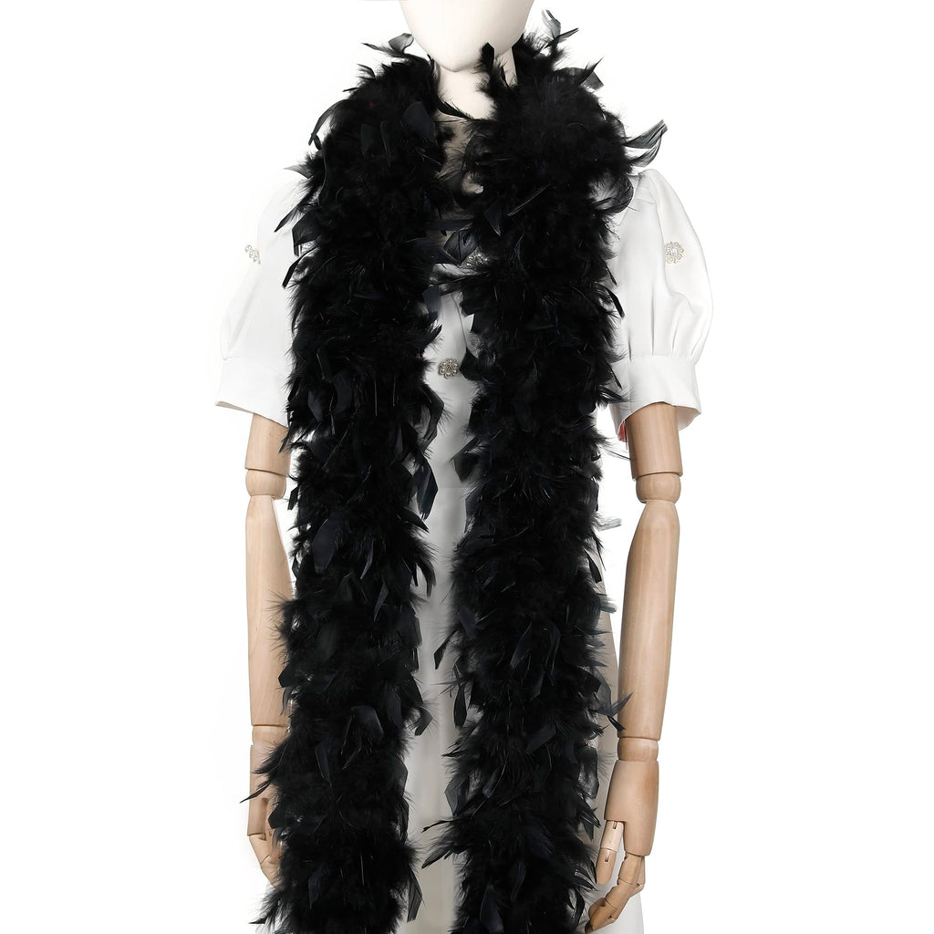 45g Fluffy Turkey Black Feather Boas Bulk for Party Decor,2Yards