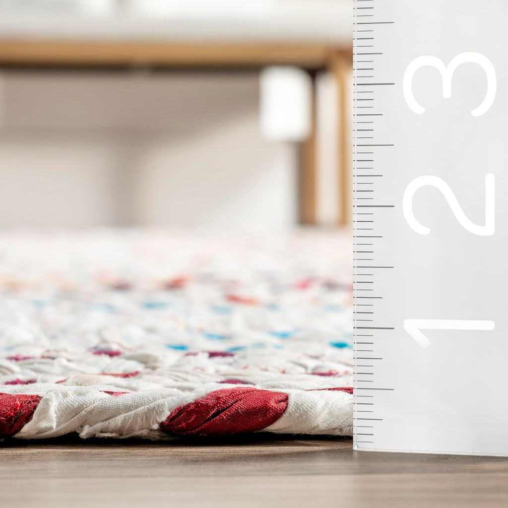 Tammara Ivory/Multicolor, 3' x 5' Oval, Hand Braided, Bohemian, Cotton, Soft and Cozy, High Traffic, Stain Resistant