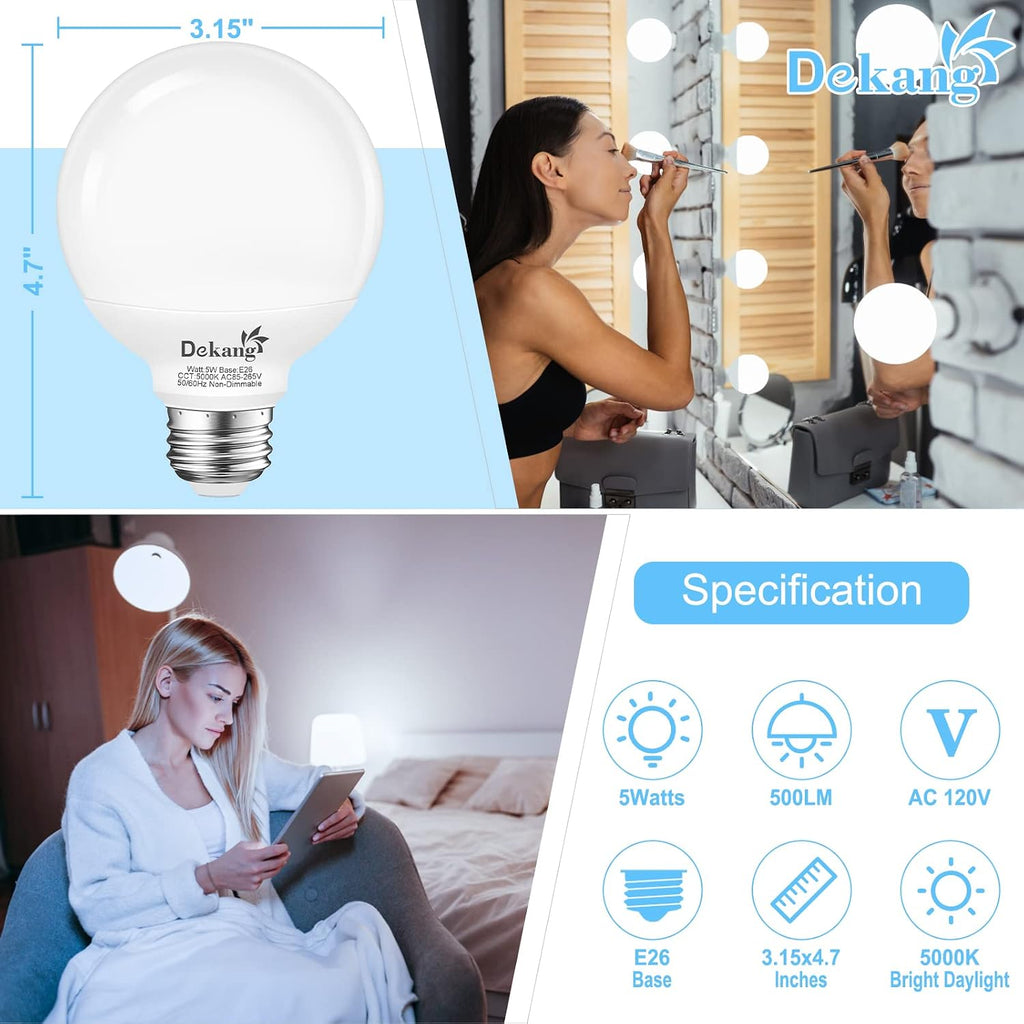 8 Pack LED Globe Light Bulbs 5000K Daylight E26 Base 60W Equivalent