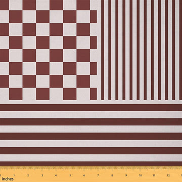 Stripes and Plaid Fabric for Decoration, Checkered Lines Sewing Fabrics for Room Decor Soft Polyester No
