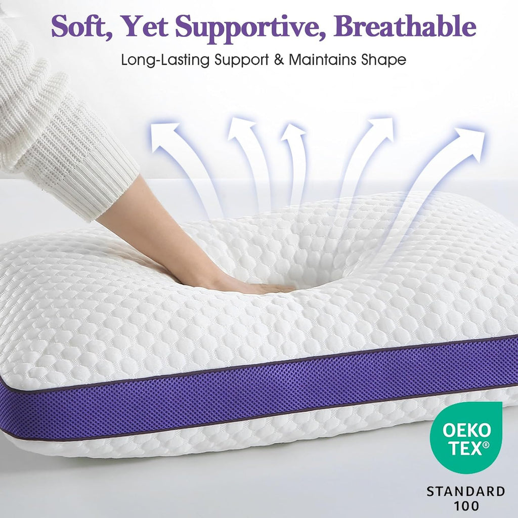 Shredded Memory Foam Pillow King Size, Cooling Bed Pillow for Sleeping, Adjustable Firm Soft Support for Side Back