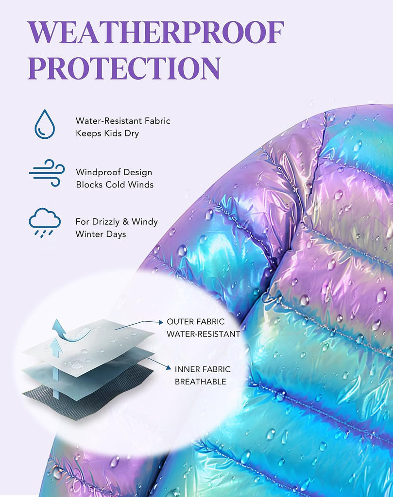 Girls Hooded Puffer Jacket Warmth Padded Winter Coat