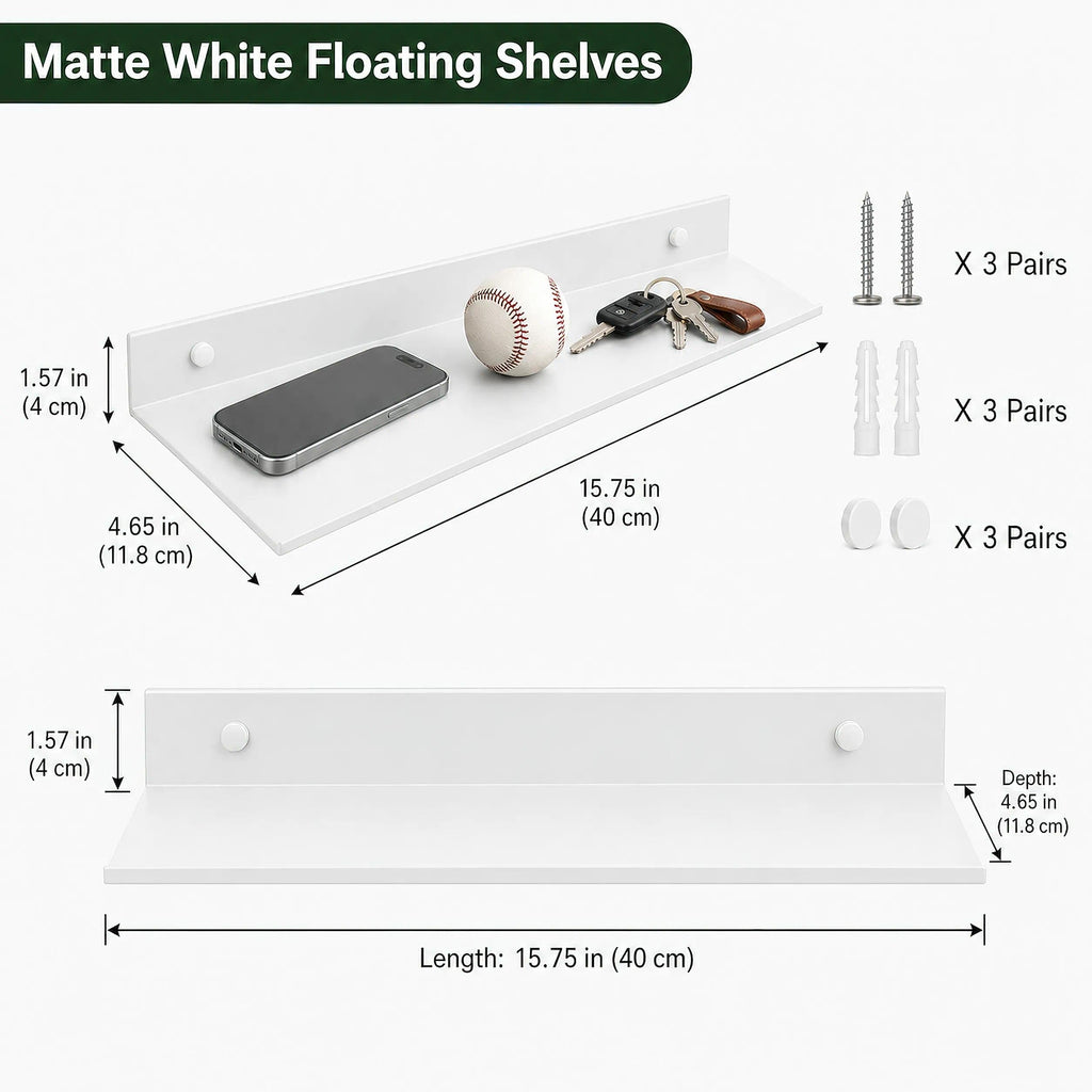 White Wall Shelves, Small Corner Floating Bathroom Shelf, Lack Slim Metal Decor Display Modern Long Shelves for