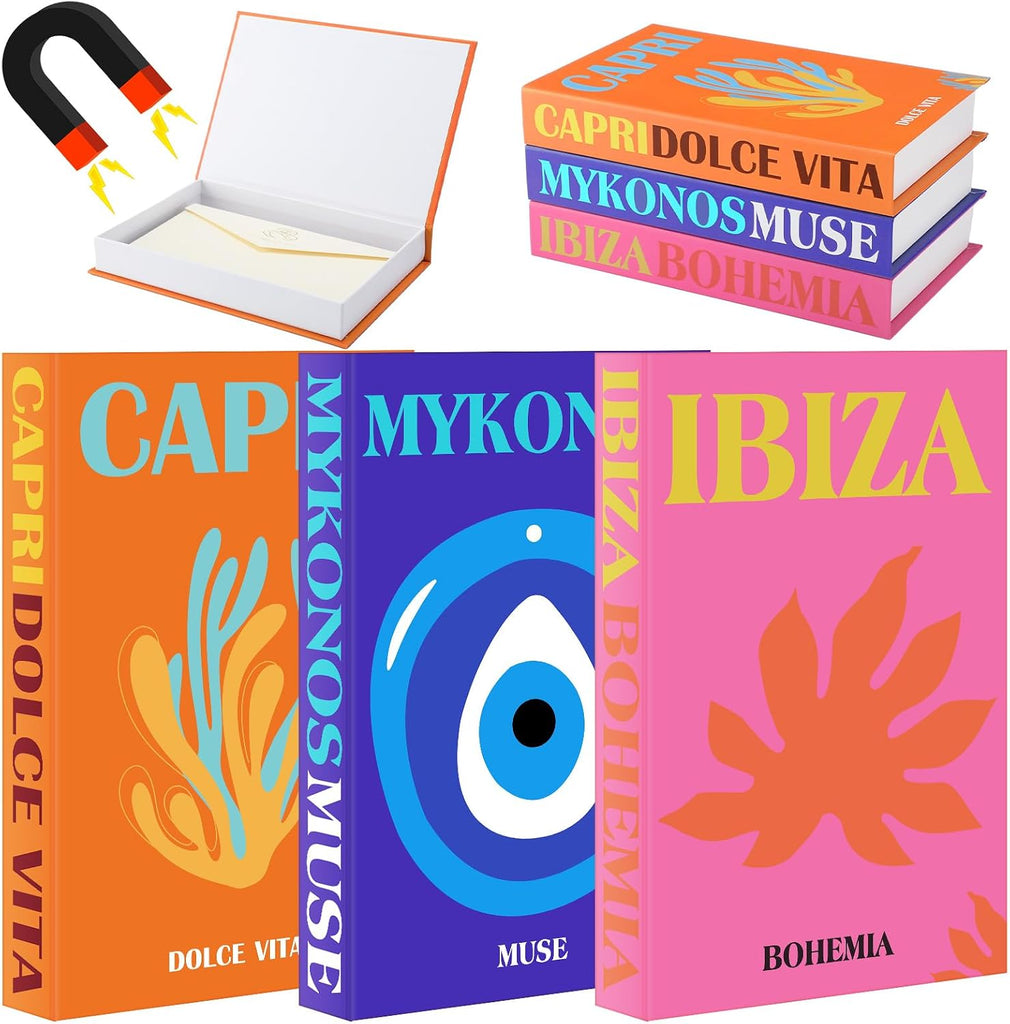 3 Pcs Fake Books Decorative Preppy Book Storage Box Faux Magnetic with Hidden Storage Faux Aesthetic Decor Room