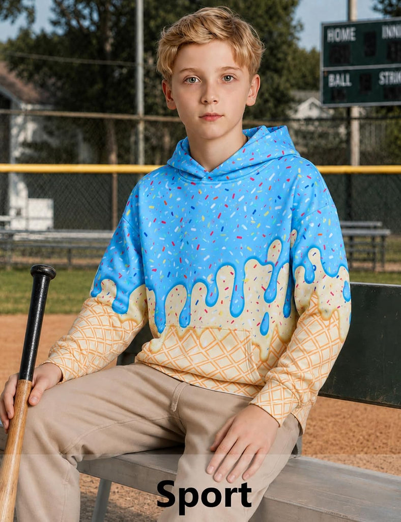 Boys Hoodies Ice Cream Baseball Pullover Sweatshirts