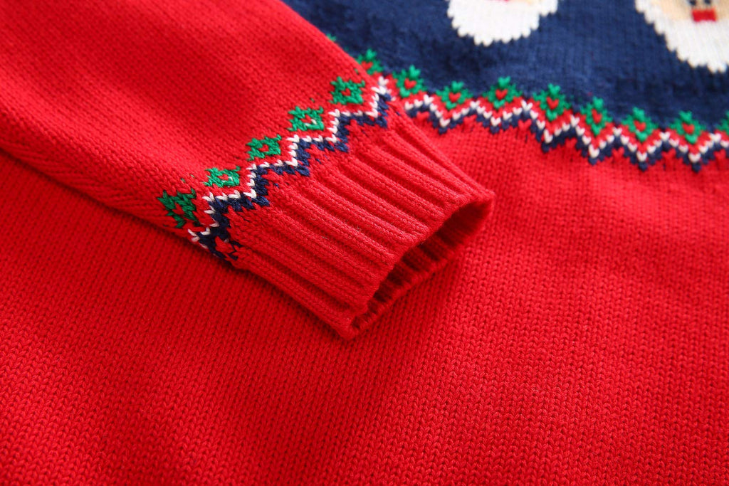 Baby Boys Girls Knit Sweater Toddler Christmas Sweater Shirt Kids Casual Cotton Pullover Winter Clothes (Xmas-red