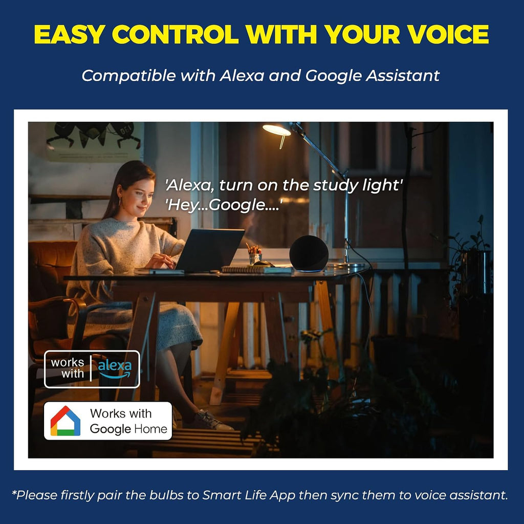 E12 Smart Light Bulb Compatible with Alexa/Google Home, 2PCS