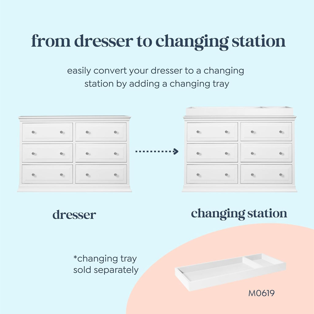 6-Drawer Double Dresser in White