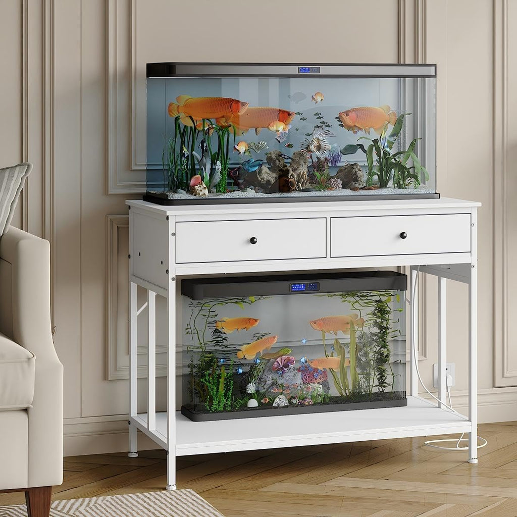 40 Gallon Fish Tank Stand with Outlet, Double Aquarium Tank Stand