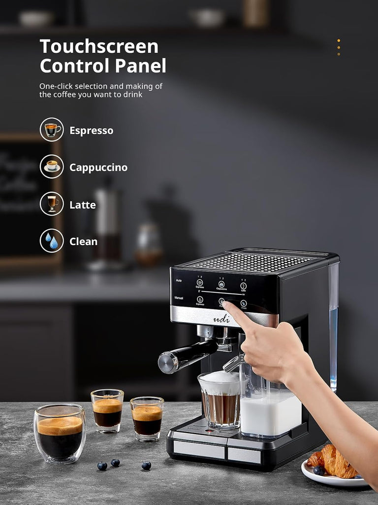 Espresso Machine, 20 Bar Automatic Cappuccino & Latte Coffee Maker | Auto or Manual Quick Brew Dual Boiler