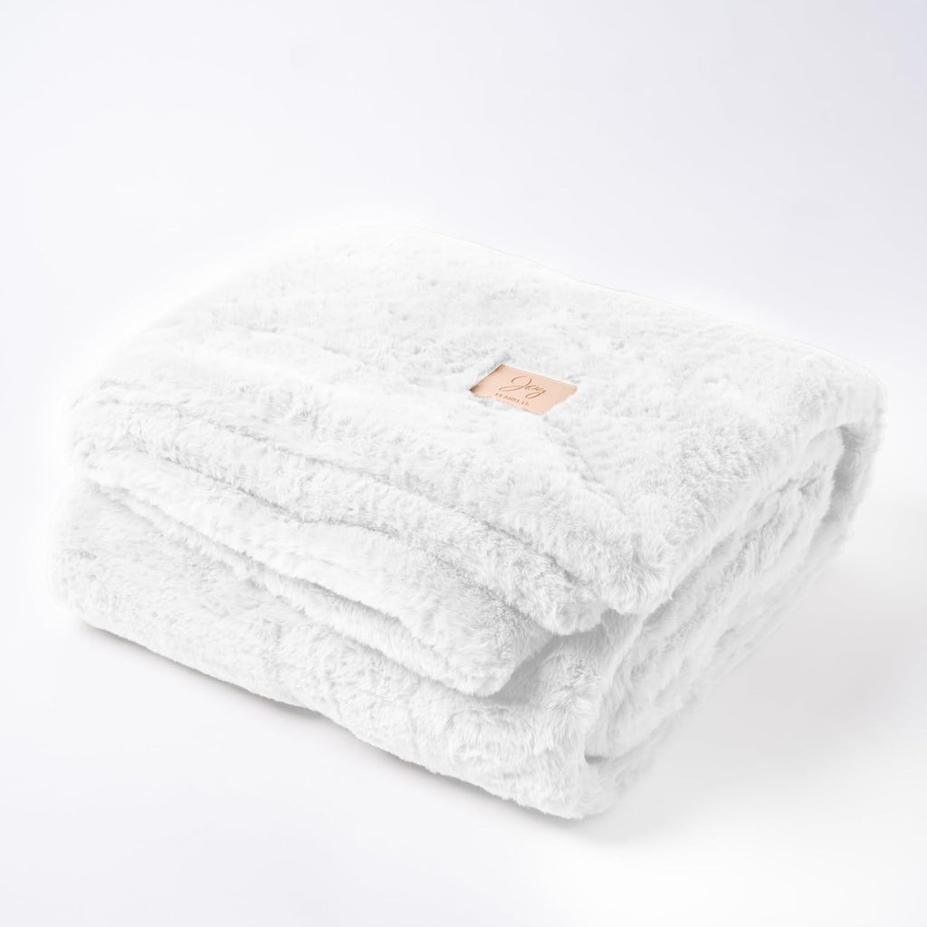 Luxury Large Faux Fur Blanket 60"x80" - Premium Double-Sided Plush Throw for Bed & Couch - Shed-Free, Machine