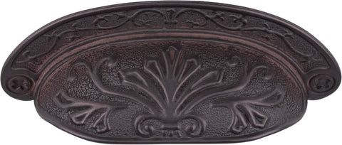 Oil Rubbed Bronze Baroque Scroll Work Cup Pull - Centers: 2 1/2" - Antique Cabinet, Vintage Cupboard, Old Desk