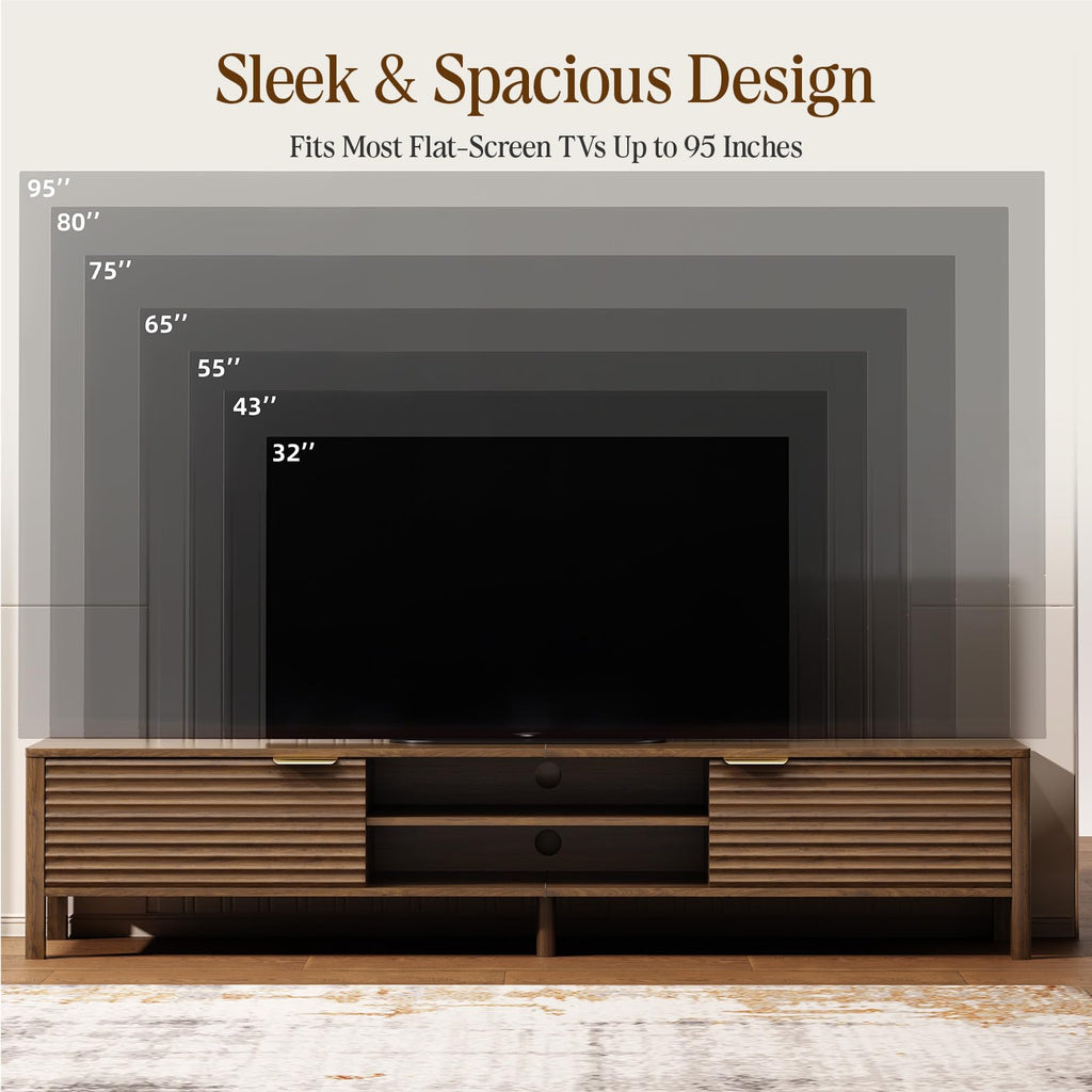 TV Stand up to 95 Inch TVs Entertainment Center Walnut 90"