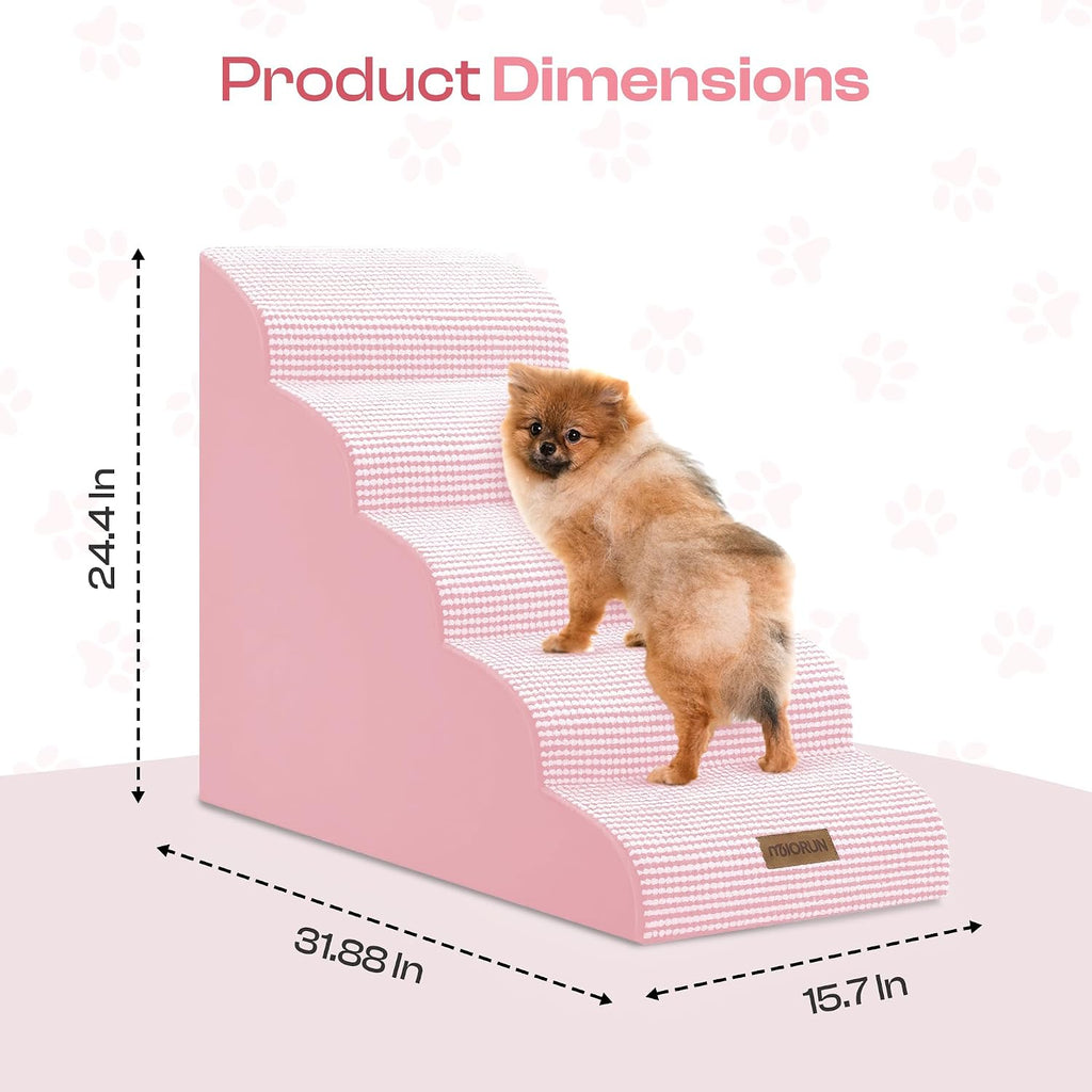 Dog Stairs for High Beds, 24.5" Foam Pet Ramp Step for Small Dogs
