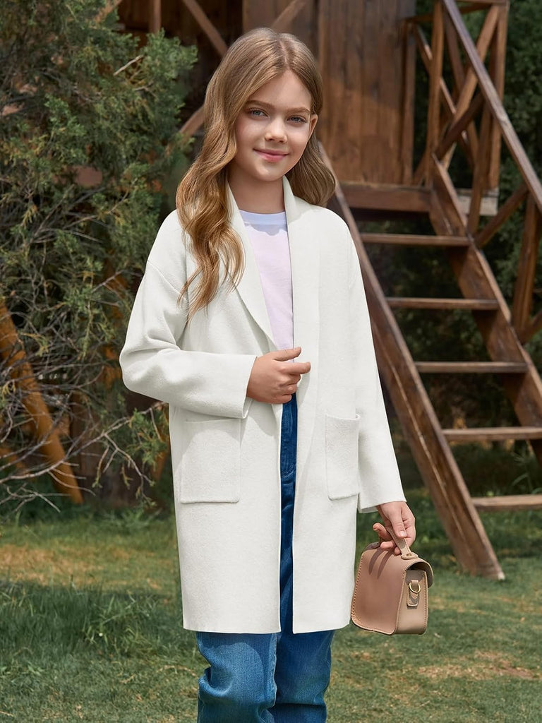 Girls Long Cardigan Sweaters Oversized Open Front Outerwear