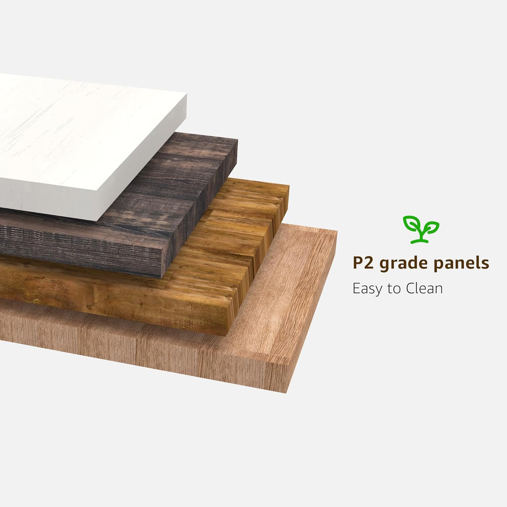 48" Modern Farmhouse Coffee Table, Wooden Living Room Table with Hidden Storage Drawer